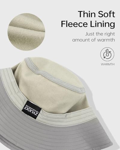 Image of Zylioo XXL PU Leather Bucket Hat for Big Heads, Large Waterproof Floppy Brim Travel Hat with Thin Fleece Lining Packable