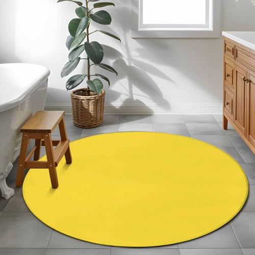 Tapete Redondo Amarillo 4ft para Sala y Dormitorio miniatura 4