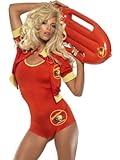 Smiffys, Damen Baywatch Rettungsschwimmerin Kostüm, Bodysuit, Jacke und Schwimmbrett, Größe: M, 33321, Rot