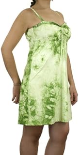 Point Conception Junior's Tye dye (BIM) Bandeau Dress with Soft Cups L Lime