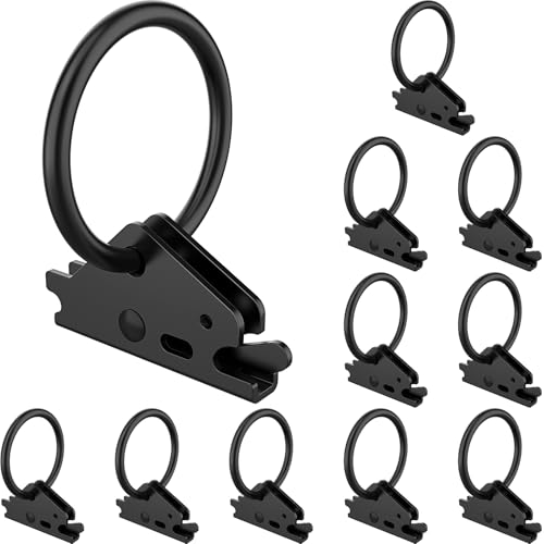 10 Pack Heavy-Duty Steel O-Ring E Track Accessories Tie-Down Anchors for E-Track Tie-Down System for Cargo Loads in Trailers Pickups Vans Black