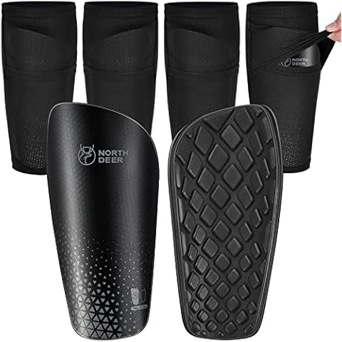 Northdeer Soccer Shin Guards and Sleeves with Optimized Insert Pocket Bundle(Black L) Cover