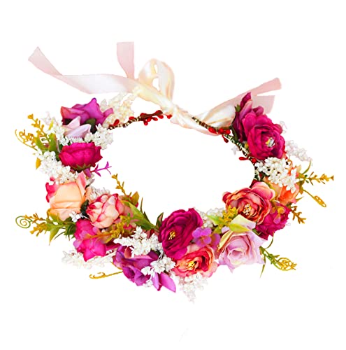 Image of Vivivalue Handmade Adjustable Flower Wreath Headband Halo Floral Crown Garland Headpiece Wedding Festival Party