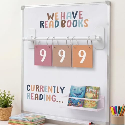 Tinlade Boho Reading Corner Decor Set Rainbow Flip We Have Read Books Counter with Magnetic Bookshelf, 30 Cards and Adjustable Holder for Classroom Reading Corner Library Bulletin Board Wall Decor
