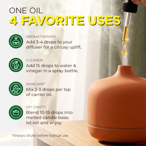 Image of 100% Pure Orange Essential Oil - 4 Fl Oz - Orange Oil for Hair, Skin, Diffuser, Aromatherapy & DIY Candle Making Scent