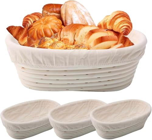 Banneton Lot de 3 paniers à pain ovales pour débutant et boulangers amateurs