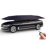 カーテント 全自動 折りたたみ式 日よけ カーポート テント 移動式 カーポート キャノピー リモコン付き アウトドア キャンプ テント用 (ブルー、520cm)