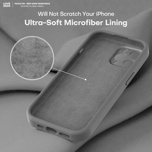 Image of LOVE 3000 Designed for iPhone 14 Pro Max Case, Premium Silicone with [Soft Anti-Scratch Microfiber Lining] Shockproof Protective Phone Case for Men Women Girls 6.7 inch, Dark Grey