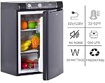 Smad 2.1 Cu.ft RV Propane Fridge, 3 Way Gas/12V/110V Fridge for Outdoor Camping Off Grid quiet for Home, Apartment, Office, Black