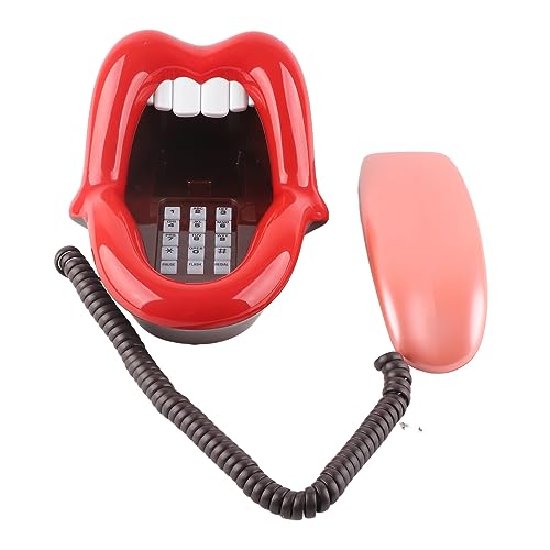 Téléphone de bureau rouge en forme de grande langue Socobeta pour maison et bureau