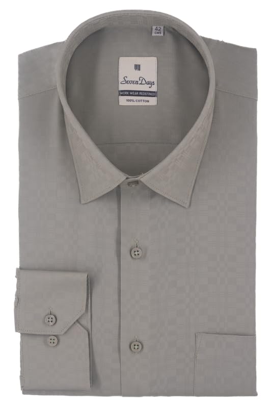 Image of 7-DAYS Premium Men's Formal Shirts - Cotton, Self-Design, Full Sleeve, Regular Fit, with Pocket, Stylish Office Shirts for Men