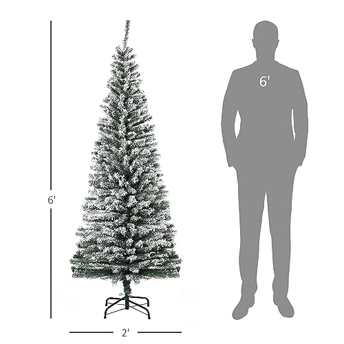 Homcom US830-3150131 6' Tall Unlit Snow-Flocked Slim Artificial Christmas Tree thumb #4