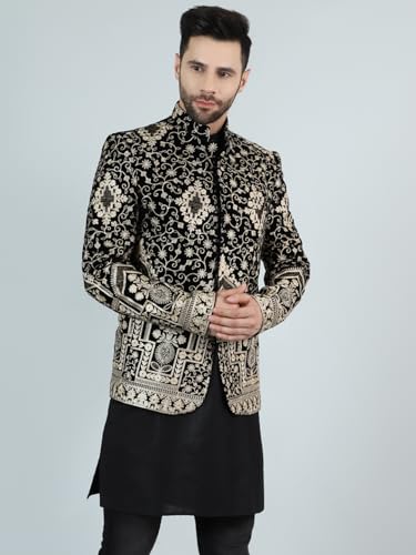Image of WINTAGE Men's Embroidered Velvet Bandhgala