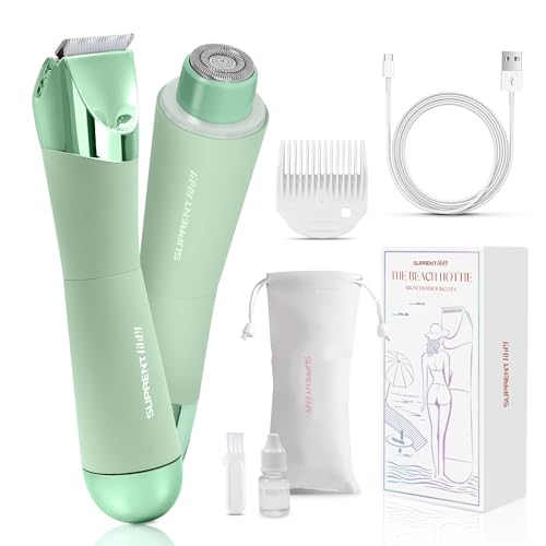 Recortadora de bikini SUPRENT para evitar irritación con afeitadora eléctrica inalámbrica verde