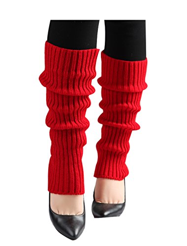 Image of uxcell Women's Knitted Design Solid Warm Thick Knee High Length Ribbed Leg Warmers