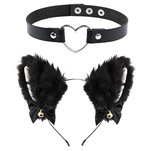 ZEEREE Hoofdband met kattenoren, cosplay-set, kattenoren, haarsieraad, haarband voor party, decoratie, kostuum, verkleedpartijen (2)