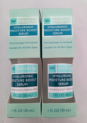 Trader Joe's Nourish Hyaluronic Moisture Boost Serum, Dermatologist Formulated for All Skin Types, 1 fl oz (30 mL), 2 Pack