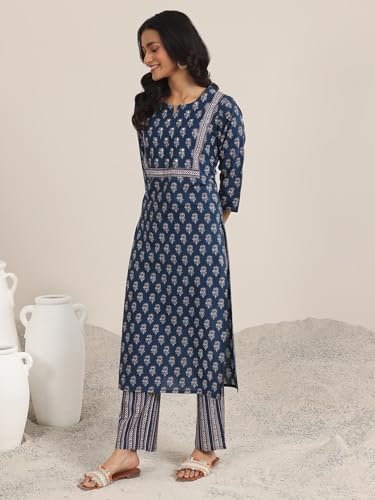 Image of Libas Printed Cotton Straight Kurta with Trouser and Dupatta