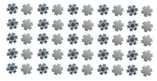 SOOTRA_1W 3W 5W LED Heat Sink Aluminum Base Plate Panel PCB Circuit Board Substrate 20mm size Cooling for RGBW COB High Power LED Chips Lamp Beads Multipurpose Pack of (50)