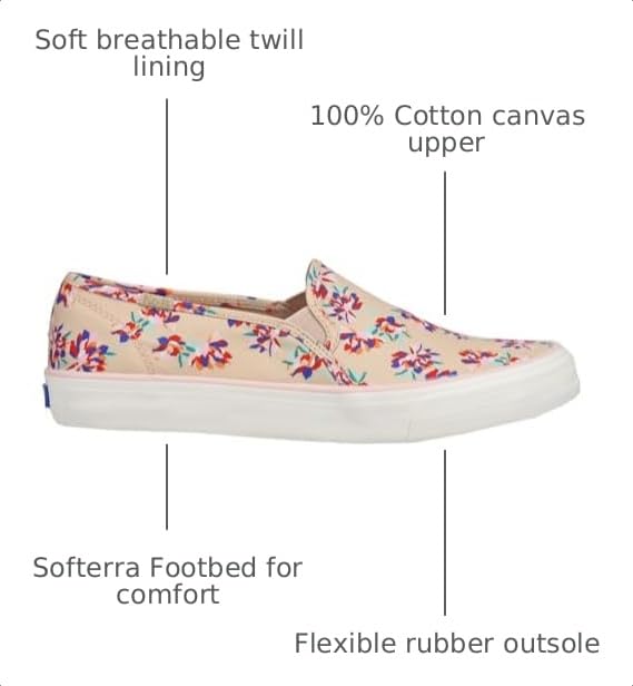 Image of Keds Womens Double Decker Canvas Slip On Sneakers Shoes Casual - Black