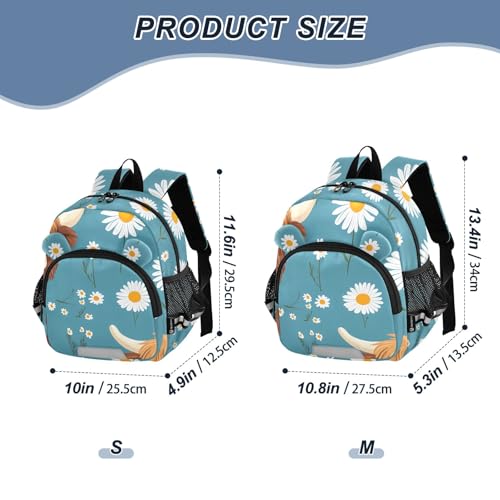 Kid's Backpack for Boys & Girls Toddler Bag Highland Cattle Daisy Pattern Backpack with Safety Leash2