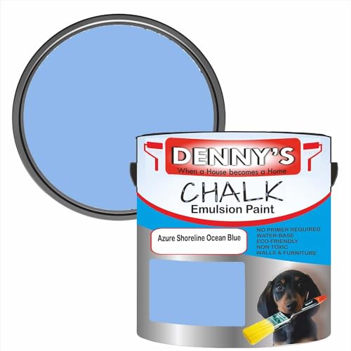 SCOOBYS PAINTS BACK IN THE MIX Chalk Emulsion Matt Paint, Water-Based, No Primer Required, For Walls and Furniture Light Blue, (Azure Shoreline Ocean Blue, 1L Tin)