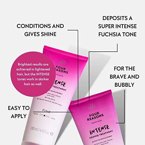 Image of Four Reasons Color Mask INTENSE Fuchsia (27 Colors) - Color Depositing Conditioner - Semi Permanent Pink Hair Dye for Lightened and Colored Hair- 100% Vegan, 6.76 fl oz