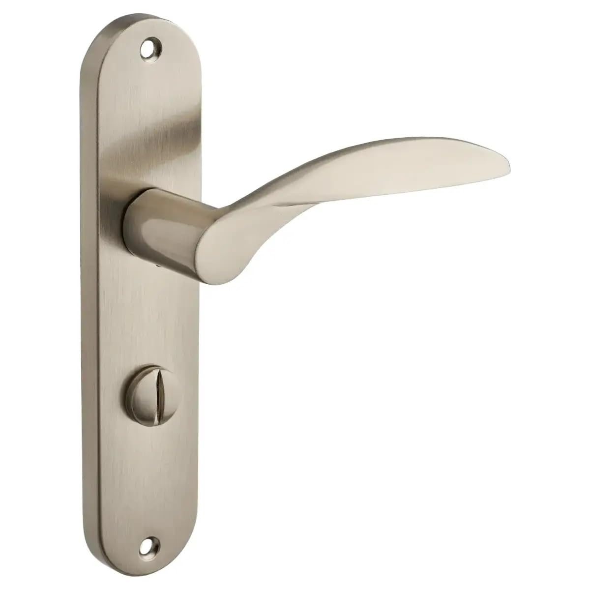Designer Levers - Bordeaux Lever Thumbturn Lock Bathroom Door Handle - Brushed Nickel - Pair
