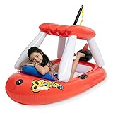 Sloosh Inflatable Boat Pool Float for Kids, Summer Pool Toys Lounge Raft Boats with Canopy 68 x 35.4 x41.2 inch