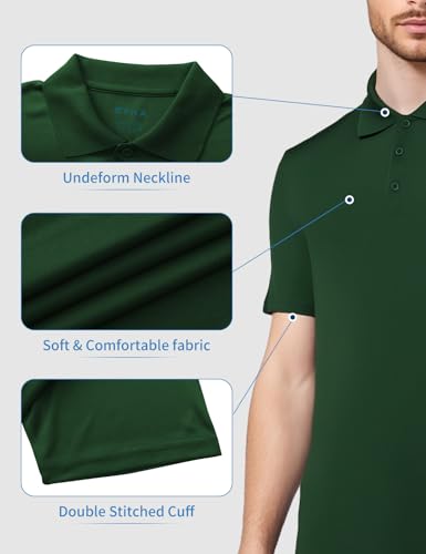Opna Mens Dry-Fit Golf Polo Shirts,Forest,X-Large