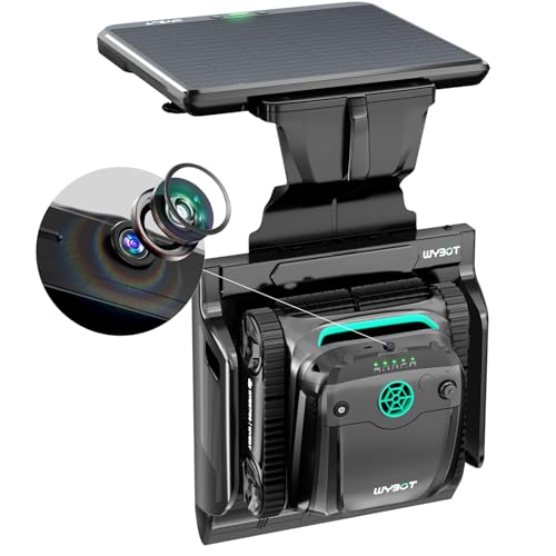 WYBOT S2 Solar Vision Robotic Pool Cleaner, AI Vision Algorithm, Auto Return Charging, Dual Charging, Scheduled Cleaning, 3D Adsorption for In-Ground Pools(Grey & Green) Grey&Green