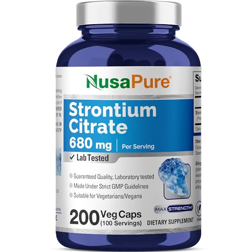 NusaPure Strontium Citrate - Suitable for Vegetarian/Vegan Non - GMO - 680 mg 200 Capsules