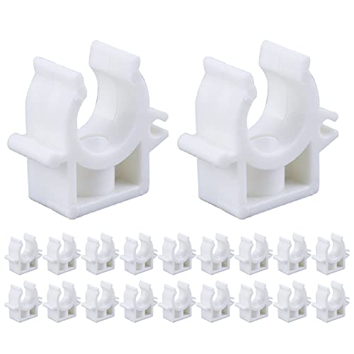 S SYDIEN PEX Clips Pipe Clamp 1/2 Inch, 20 Pack 16 mm Pipe Hangers Pipe Holder PEX Tubing Clamps PVC Water Pipe Support, Plastic U-Shaped PVC Pipe Clamps Tools With Screws, White