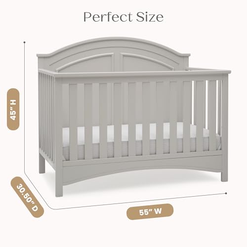 Image of Delta Children Perry 6-in-1 Convertible Crib & Mattress, Moonstruck Grey