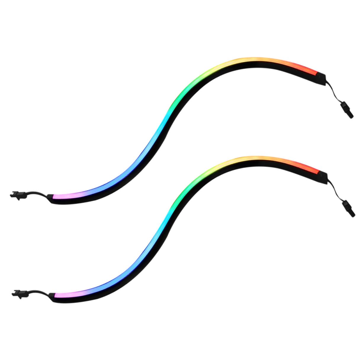 2 Pièces Bande Lumineuse Argb 400mm pour Boîtier Pc, Abs Noir, 28 Led, 5 V, 3 Broches Femelle vers 3 Broches Mâle, Autocollants Adhésifs, Installation le Boîtier