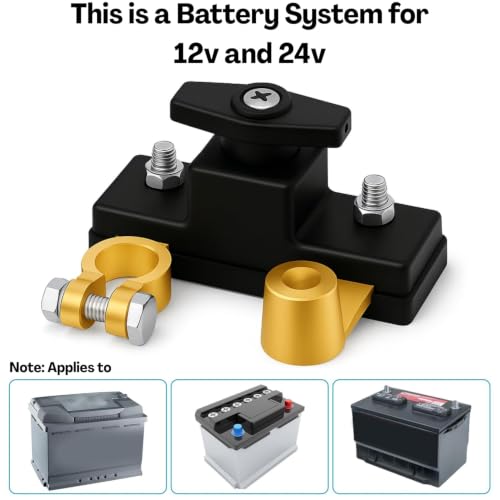 Image of Car Battery Cut Off Switch, Heavy Duty Power Disconnect for Vehicle Safety, Durable Terminal Kill Switch, Easy on Off Control for Vehicle Truck SUV RV Boat
