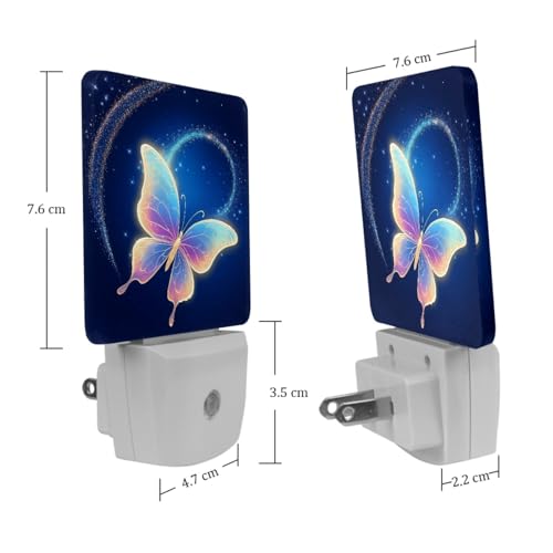 Image of NEWzone Butterfly Night Light [2 Pack], Plug in Wall Led Night Lights Decor for Boys Girls Room, Dusk to Dawn Sensor Wall Lamp for Stairway /Bedroom /Kitchen /Nursery Room