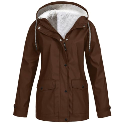 Genérico Abrigo de Pelo Mujer, Encerada Fleece Premama Largo Chaqueta Encerada, Cortos Vestir Softshell Bomber Calefactable Parka Invierno, Anorak Cortavientos Cazadora Calefactable Mujer, S