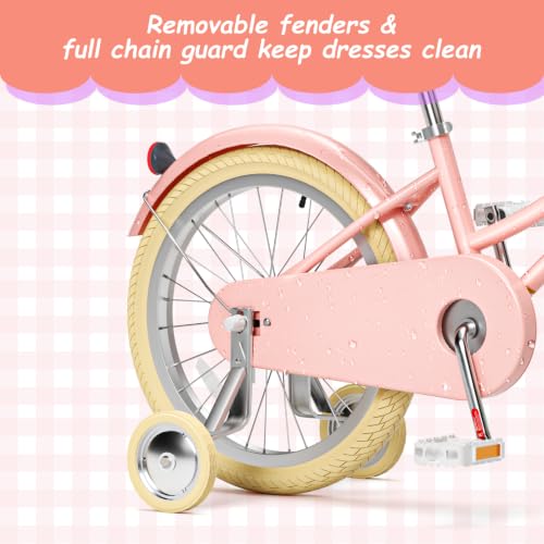 Image of 67i Girls Bike with Training Wheels 12 /14 /16 /20 Inch, Toddler Girl Bicycle for Ages 3-12, Bicicleta para Ninas with Basket, Bell, Adjustable Seat & Handlebar, Padded Seat, Chain Guard
