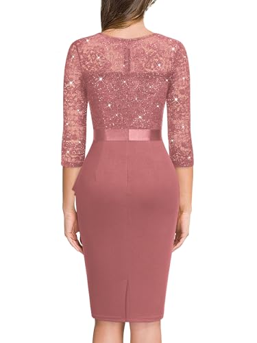 Image of Miusol Women's Retro V Neck Floral Lace Ruffle Style Cocktail Party Dress