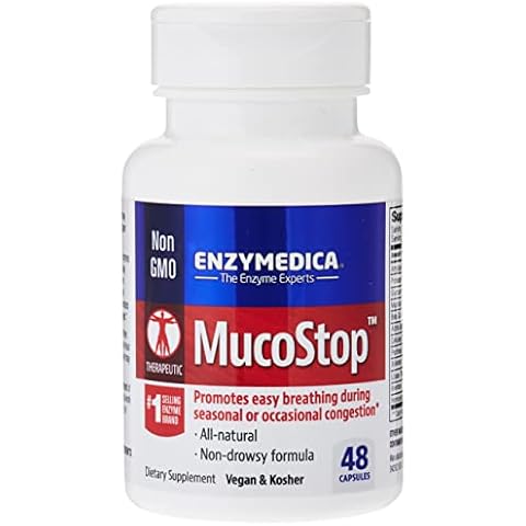 ENZYMEDICA - MucoStop (48 Capsules) | Immunity Digestive Enzymes Supplements | Digestive Enzymes Blend for Excessive Mucus and Respiratory Health Support, Nutrient Supplements, Mucus Relief, Vegan Cover