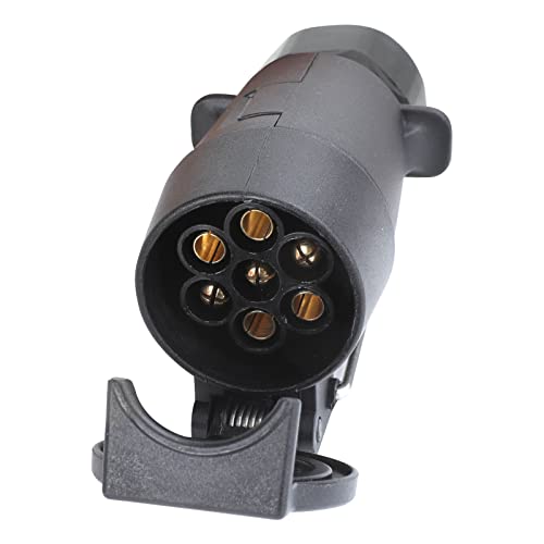 AOHEWEI 7 Pin Trailer Socket Adapter 12V Waterproof 7 Pole Trailer Towing Socket Connector for Euro Cars Trailers RV Caravans N type