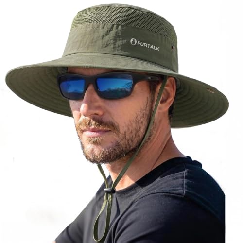 Image of FURTALK Sun Hats for Men Women UPF Sun Protection Breathable Wide Brim | Nylon UV Protection, Breathable Adjustable, 2-in-1 Wide Brim, Packable Water-Resistant, Fishing Hiking Summer