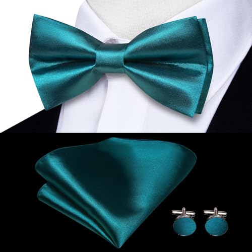 Image of Hi-Tie Men Suspender Bowtie Set Suspenders Pre-tied Bow Tie Pocket Square Cufflinks Adjustable Y Shape 6 Clips Braces Tuxedo