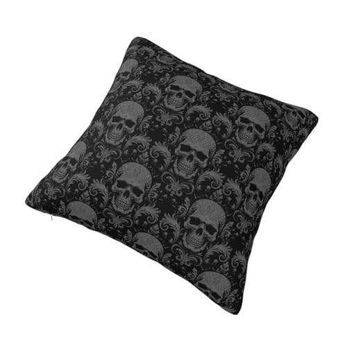 Nufjxtgn Decorative Throw Pillow Cover Goth Skull Flower Square Cushion Case Halloween Sofa Bed Lumbar Pillowcase 18 X 18 Inches(Black) thumb #1
