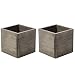 4" Square Rustic Wood Planters with Plastic Liner - Set of 2