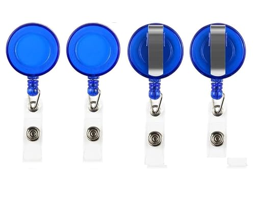 Image of ANG Plastic ID Badge Holder, ID Badge Reel, Lanyard Blue (Pack of 10)