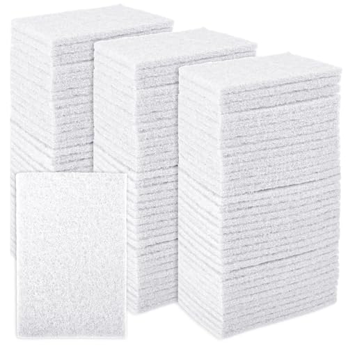 CONLI 100 PCS Scouring Pad Reusable Household White Scrubbing Pads for Cleaning, Multipurpose 6