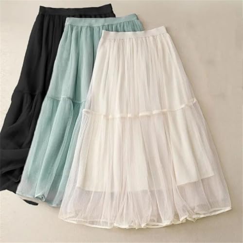 Women's Solid Color Pleated Skirt Female Midi Long Casual All-Match A-Line Skirts2
