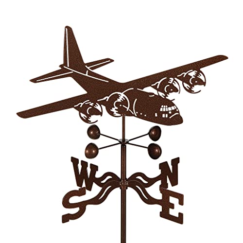Veleta de Acero Vane Steel C130 de 80' de Altura, Incluye Soporte de Metal para jardín, Copas de Viento y Soportes | Fabricada artesanalmente en EE. UU. con Triple Recubrimiento en Polvo.